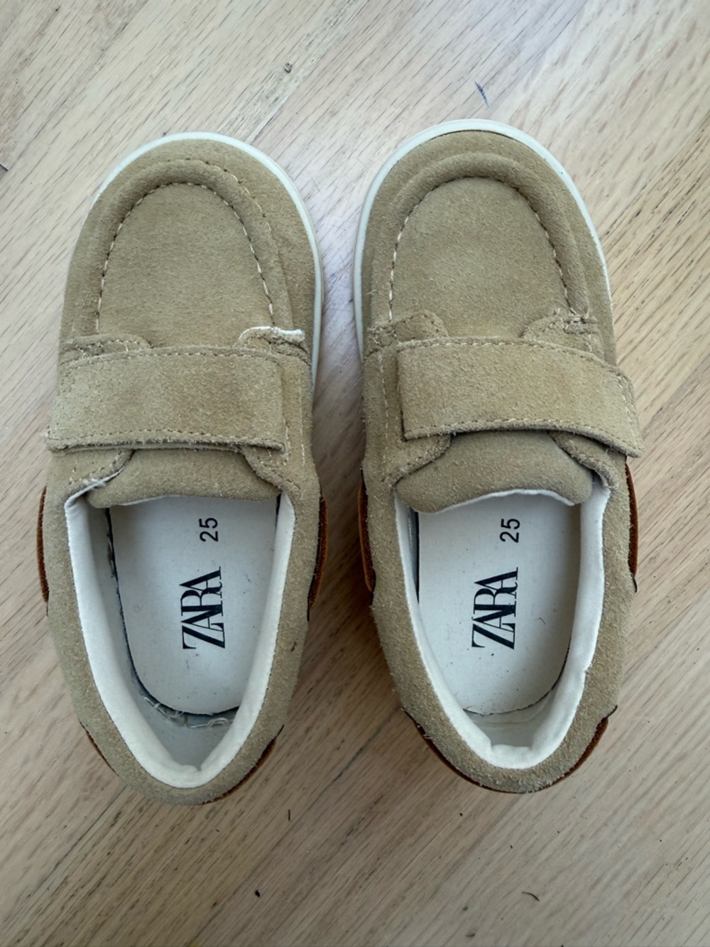 ZARA Kids Light Brown Suede Hook-and-Loop Dress Shoes